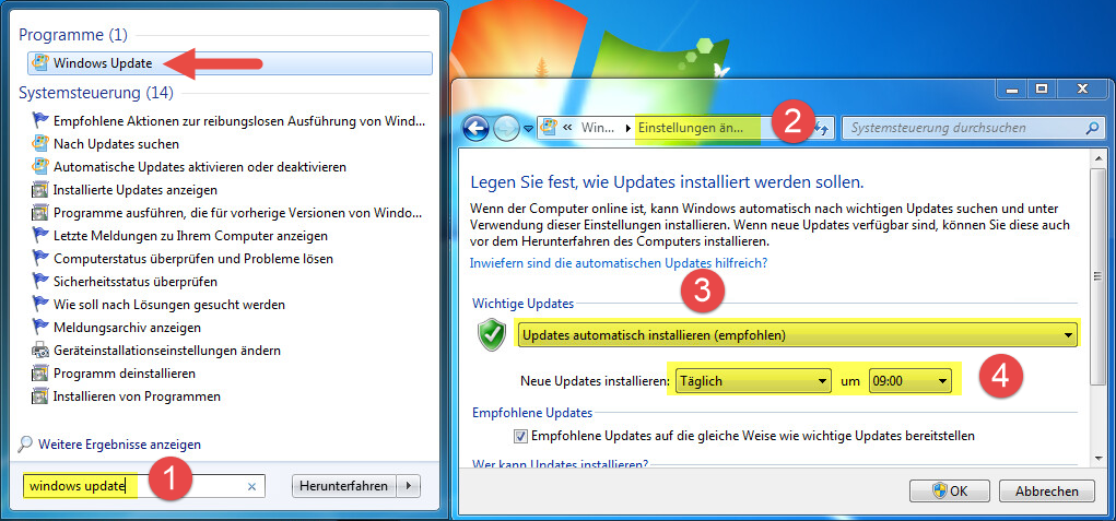 Prüfen, ob Windows Update für das dutimo Anzeigegerät aktiviert ist
